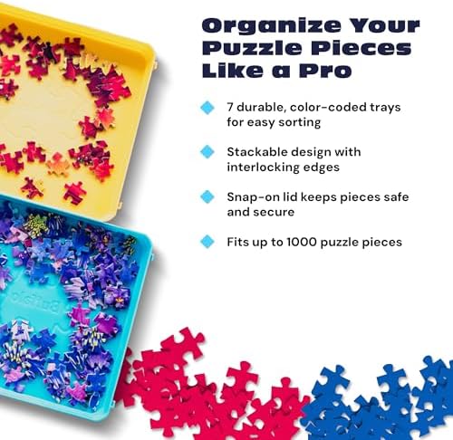 Buffalo Games Puzzle Sorting Trays for Adults, Puzzle Tray Storage, 7 Pc