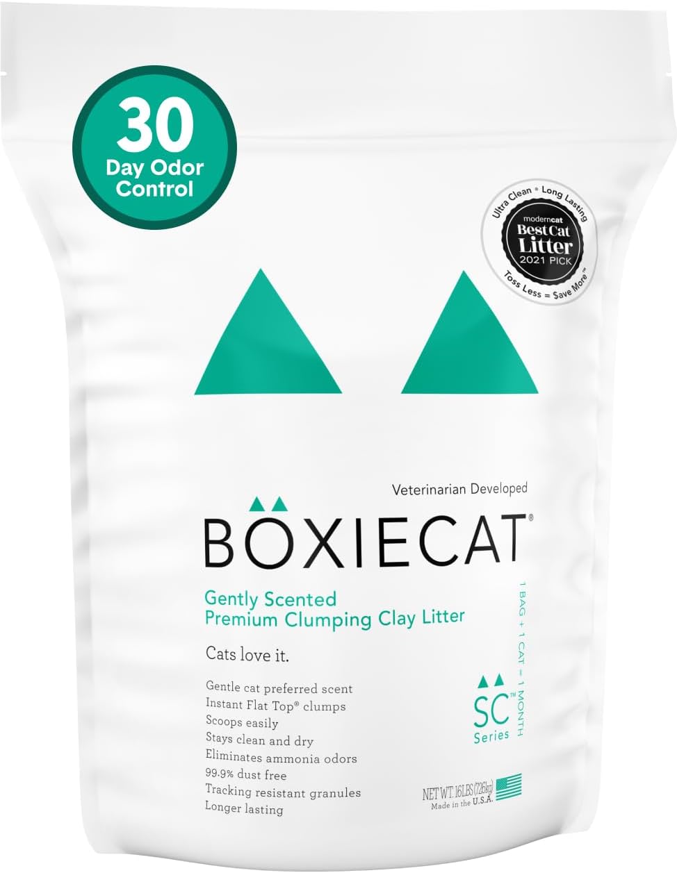 Boxie Premium Unscented Clumping Cat Litter 30+ Day Odor Control 16 lb