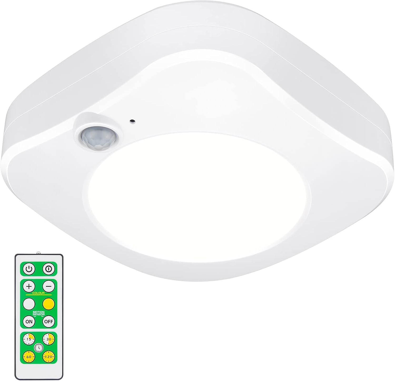 BIGMONAT Wireless Ceiling Light with Remote and Timer, Dimmable Motion Sensor Shower Light