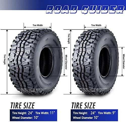 ROADGUIDER Full Set ATV Tires 24x9-10 & 24x11-10 for 2017 Kawasaki Mule SX