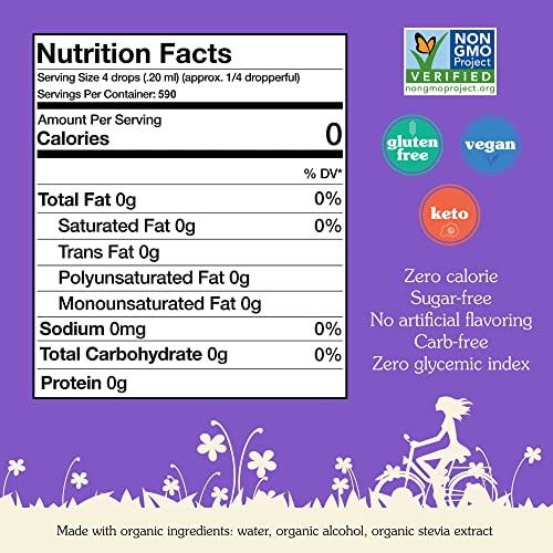 NuNaturals Organic Liquid Stevia Sweetener, Clear Unflavored, Plastic, 4oz