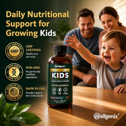 Wellgenix Balanced Essentials Kids Liquid Multivitamin, 16 Fl Oz