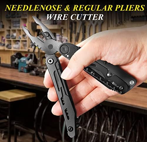 RoverTac 18-in-1 Multitool Pocket Knife with Pliers, Saw, Corkscrew & Detachable Scissors, Multi Tool with Safety Lock, 9 Screwdriver Bits