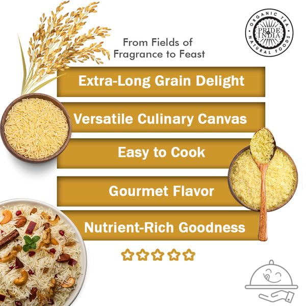 Pride Of India - Extra Long Indian Basmati Rice - Naturally Aged Aromatic Grain, 1.5 Pound Jar