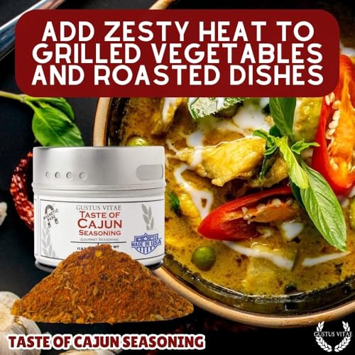 Gustus Vitae | Taste of Cajun Seasoning | Natural Gourmet Spice Blend | Premium Small Batch | Culinary Blackening Spice | Natural Creole Herbs | Non