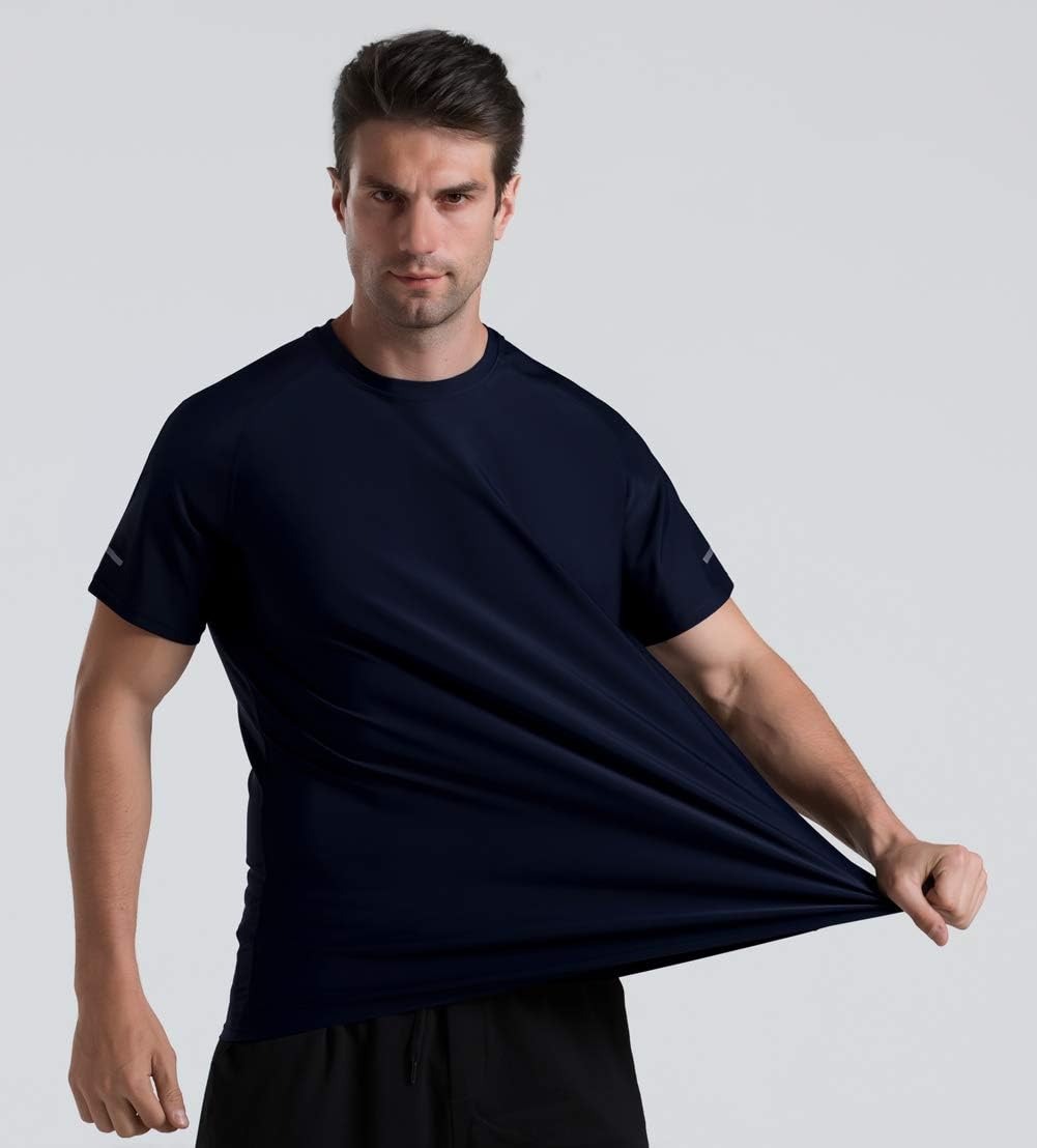 THE GYM PEOPLE Men's Cooling Running Shirts Ice Silk UPF 50+ Workout Tshirt