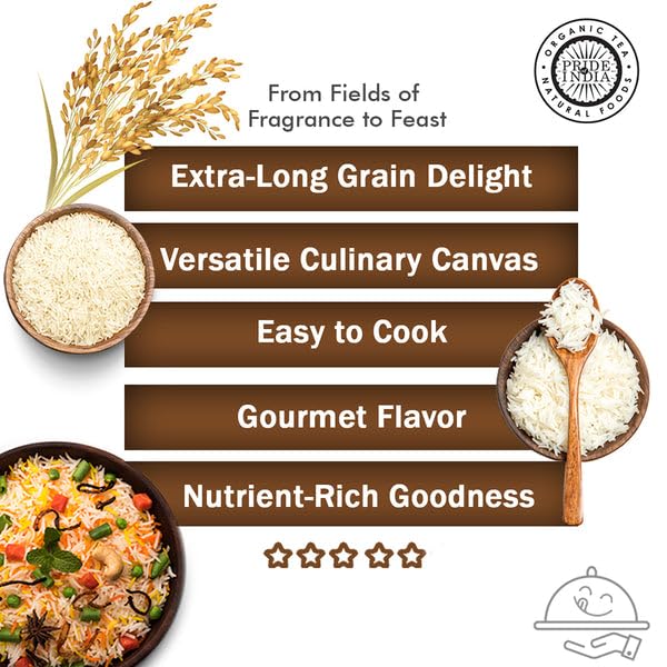 Pride Of India - Extra Long Indian Basmati Rice - Naturally Aged Aromatic Grain, 1.5 Pound Jar
