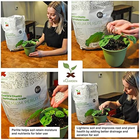 xGarden Horticultural Grade Perlite for Plants Indoor & Outdoor, Coarse & Chunky for House Plants, Gardening & Potting Mix, Organic Soil Amendment