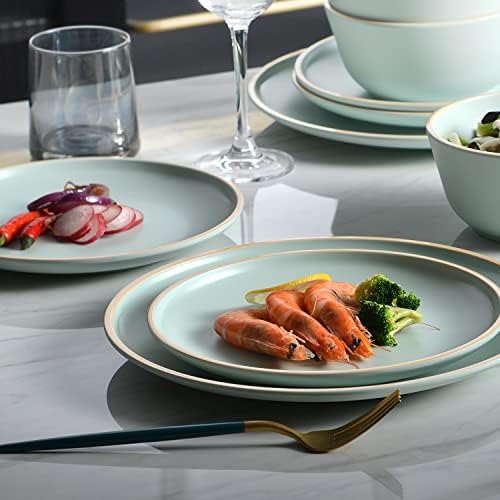 Melamine Dinnerware Sets, Plates and Bowls Sets 12 Pcs, Melamine Plates, Dish Set for 4, Unbreakable Dinnerware Set for Party, BPA Free
