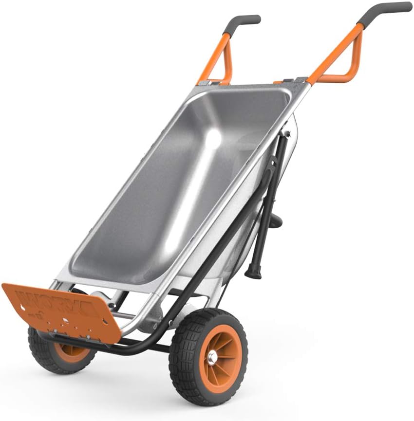 WORX Wheelbarrow Heavy Duty Dolly, 8-in-1 Aerocart Garden Cart, WG050 | lift 200 lbs like lifting 17 lbs; 8-in-1 versatility; smart 2-wheel design; heavy-duty durable construction