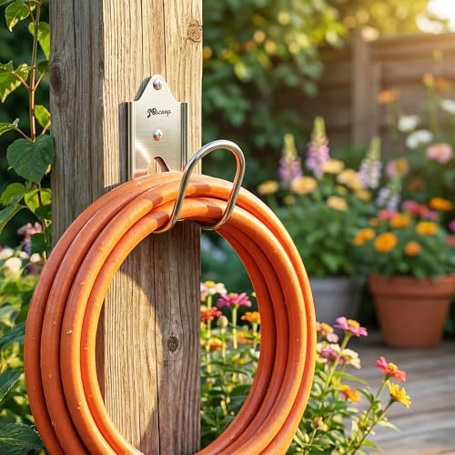 JBscoop Garden Hose Holder, Garden Hose Hanger Wall Mount for Water Hose, Extension Cords, Air Compressor Hose, Heavy Duty & Rust Proof Set of 1