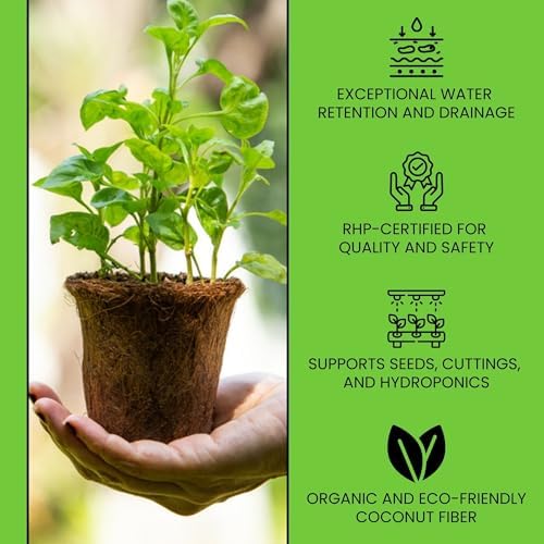 Coco Mega Brick 5kg | Compressed Coconut Coir Block Expands to 55L | Premium Quality Hydroponic Growing Medium, Pre-Buffered