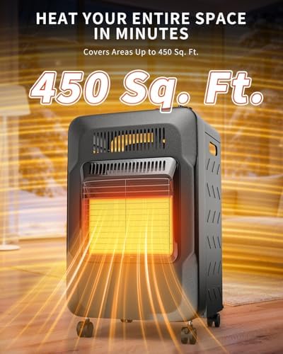 18, 000 BTU Propane Heater Indoor Outdoor Use, 3 Adjustable Heat Settings