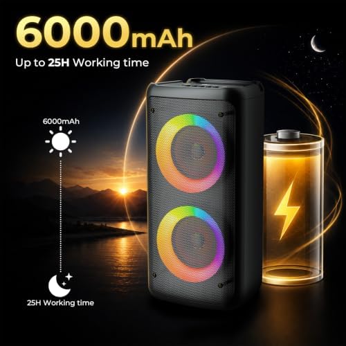 Bluetooth Speaker with 2 Wireless Microphones, 30W Big Party Speaker for Adults Kid Karaoke with Lights