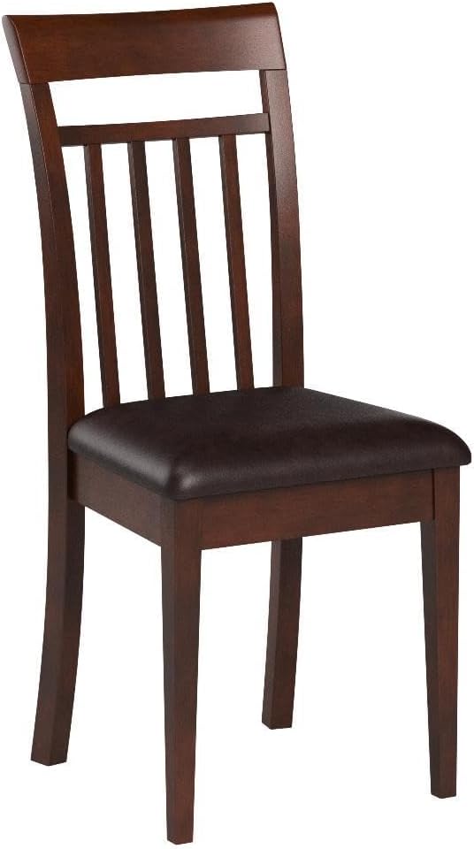 East West Furniture CAC-MAH-LC Capri Kitchen Dining Chairs - Faux Leather Upholstered Solid Wood Chairs, Set of 2, Mahogany