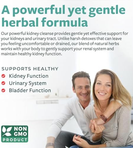 Kidney Cleanse Detox (Non-GMO) Support Healthy Urinary Tract- Powerful VitaCran Cranberry Extract & Herbs – Healthy Kidney Support Supplement - 60 Vegetarian Capsules (No Pills)