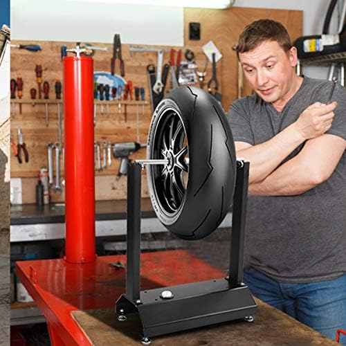 Goplus Motorcycle Bike Wheel Balancer, Rim Tire Balancing Spin Static Truing Stand w/Adjustable Centering Cones, Tire Balancer (16”×8.6”×20”)