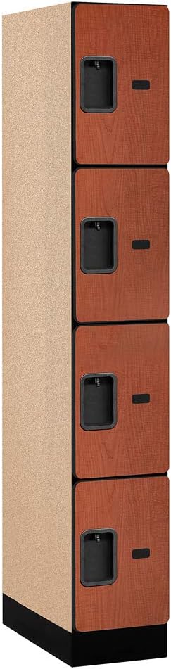 Salsbury Industries Four Tier Designer Wood Locker, Mahogany, 6' 3" x 18"