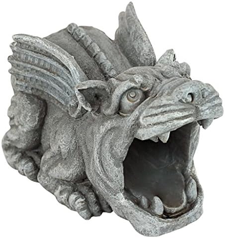 Design Toscano Roland the Gothic Gargoyle Gutter Guardian Rain Downspout Extension Outdoor Statue, 10 Inch Long, Cast Stone Resin, Grey Stone Finish