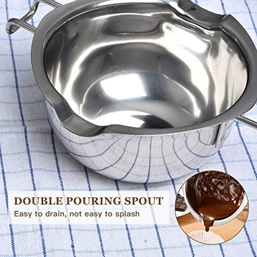 2 Pieces Stainless Steel Double Boiler Pot with 2 Metal Spoon, Chocolate Melting Pot for Melting Chocolate, Butter, Cheese