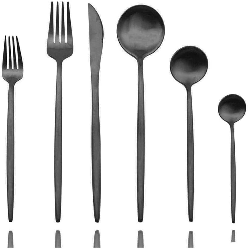JASHII Luxury 18/10 Rainbow Flatware Set - 304 Stainless Steel Colorful Cutlery - 5-Piece Adaline Royal Modern Satin Finish for Birthday