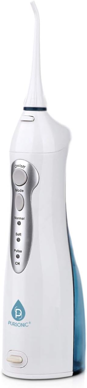 Pursonic USB Rechargeable Oral Irrigator Water Flosser, Helps Remove Plaque and Dilute Harmful Toxins.