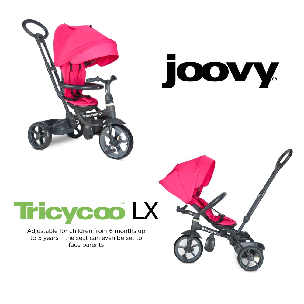 Joovy Tricycoo 4.1 Kids Tricycle with 4-Stages Featuring Extra-Wide Front Tire, Removable and Adjustable Parent Handle, Safety Harness