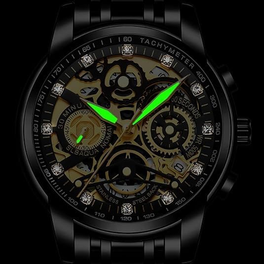 NEKTOM Watches for Men with Stainless Steel, Quartz Analog Watch with Date, Luxury Minimalist Dress Mens Watches, Chronograph Watch, 3ATM Waterproof