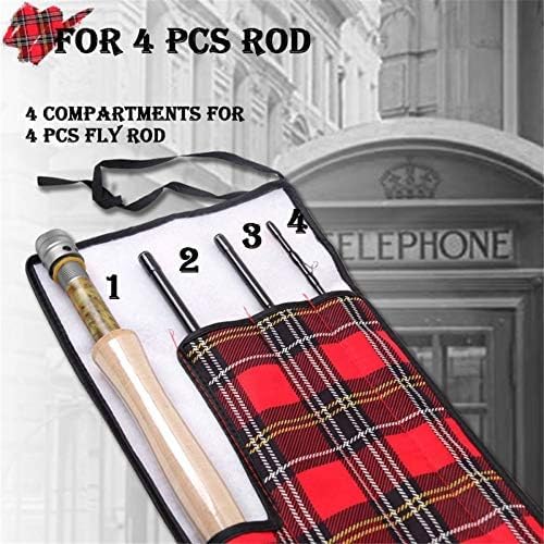 M MAXIMUMCATCH Maxcatch Fly Rod Sock, Thicken Cotton Fabric Protector Rod Cover with 4 Compartments, for 9ft/10ft 4-Sec Fly Rod
