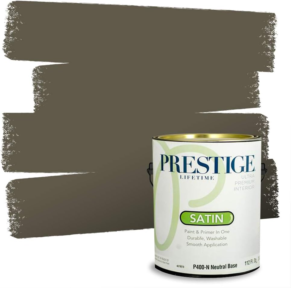 PRESTIGE Paints Exterior Paint and Primer In One, 1-Gallon, Satin, Comparable Match of Sherwin Williams* Ripe Olive*