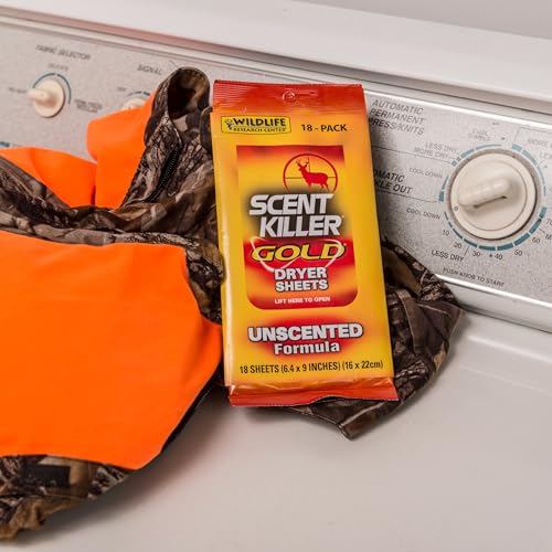 Wildlife Research Scent Killer Gold Dryer Sheets (Unscented) 18 Count (Pack of 1)