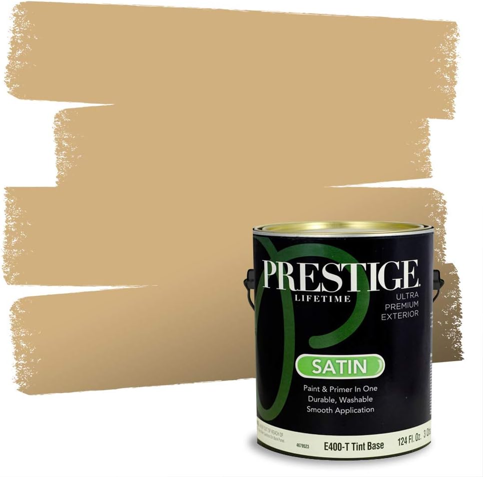 PRESTIGE Paints Exterior Paint and Primer In One, 1-Gallon, Satin, Comparable Match of Sherwin Williams* Relaxed Khaki*
