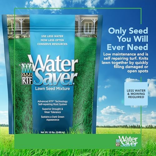 WaterSaver Grass Mixture with Turf-Type Tall Fescue Used to Seed New Lawn and Patch Up Jobs-Grows in Sun or Shade, 1.5 lbs - Covers 1/100 Acre