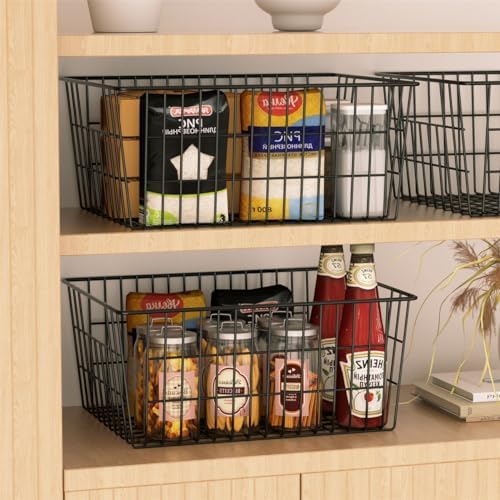 SANNO 15.7" Freezer Baskets Wire Storage Baskets Bin Organizer Food, Kitchen, Basket Organizers Bins for Home, Bathroom, Closet Organization, white