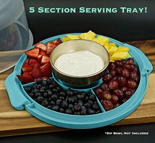 Top Shelf Elements Round Cake Carrier Two Sided Cake Holder Serves as Five Section Serving Tray, Portable Cake Stand Fits 10 inch Cake