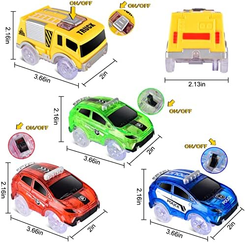 Tracks Cars Only Replacement, Flex Track Race Cars Glow in the Dark with 5 Flashing LED Lights