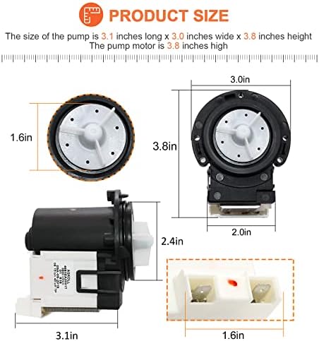 4681EA2001T Washer Drain Pump OEM Motor Replace for Kenmore & LG Washing Machine Replacement AP5328388 4681EA1007G 4681EA1007D Fit for Drain Pump