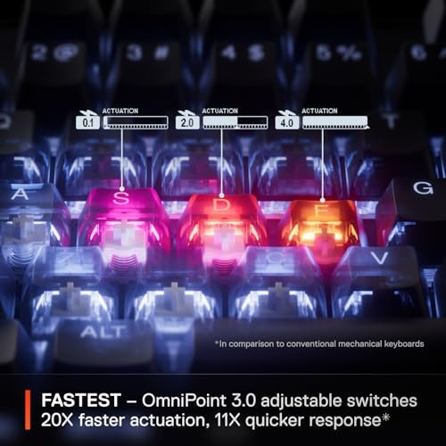 SteelSeries Apex Pro Gen 3 OmniPoint 3.0 HyperMagnetic Switches Adjustable Actuation Rapid Trigger Game-Ready Presets Protection Mode Rapid Tap/SOCD