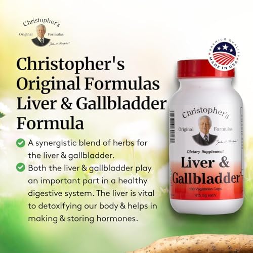 Christopher's Original Formulas Liver & Gallbladder Formula Capsules - Gallbladder Supplements with Digestive Enzymes & Natural Herbs