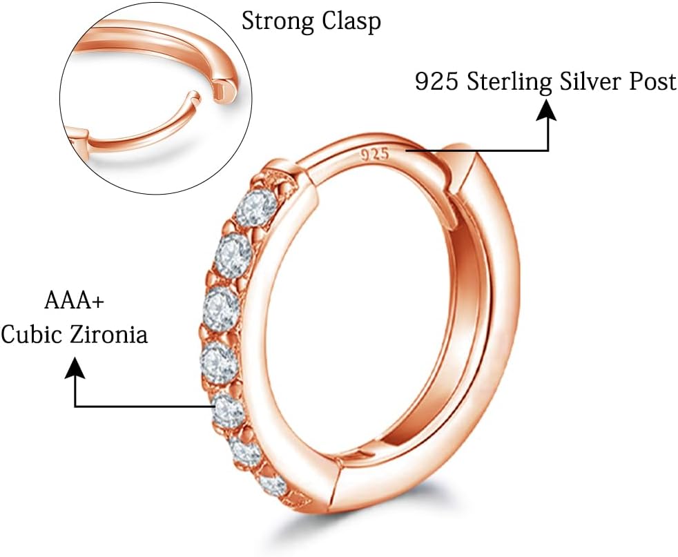 Dlihc 6 Pairs Sterling Silver Hoop and Stud Earrings Set for Women Men
