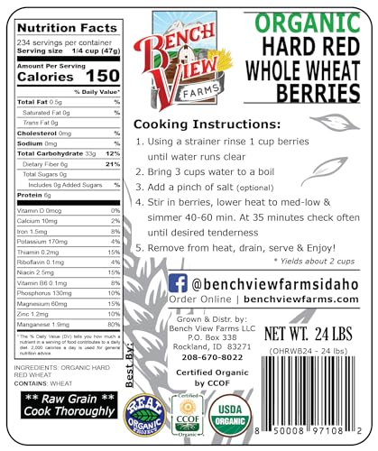 Organic Hard Red Wheat Berries - 3lbs