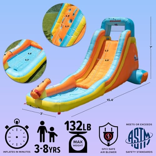 Sportspower My 1st Inflatable Water Slide with Splash Pool & Water Cannon, Large Outdoor Waterpark for Kids, Heavy Duty, ASTM Certified