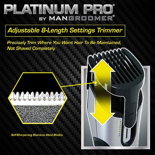 MANGROOMER - PLATINUM PRO New Body Groomer, Ball Groomer and Body Trimmer with Lithium Max Battery, Bonus Extra Foil and Storage Case!