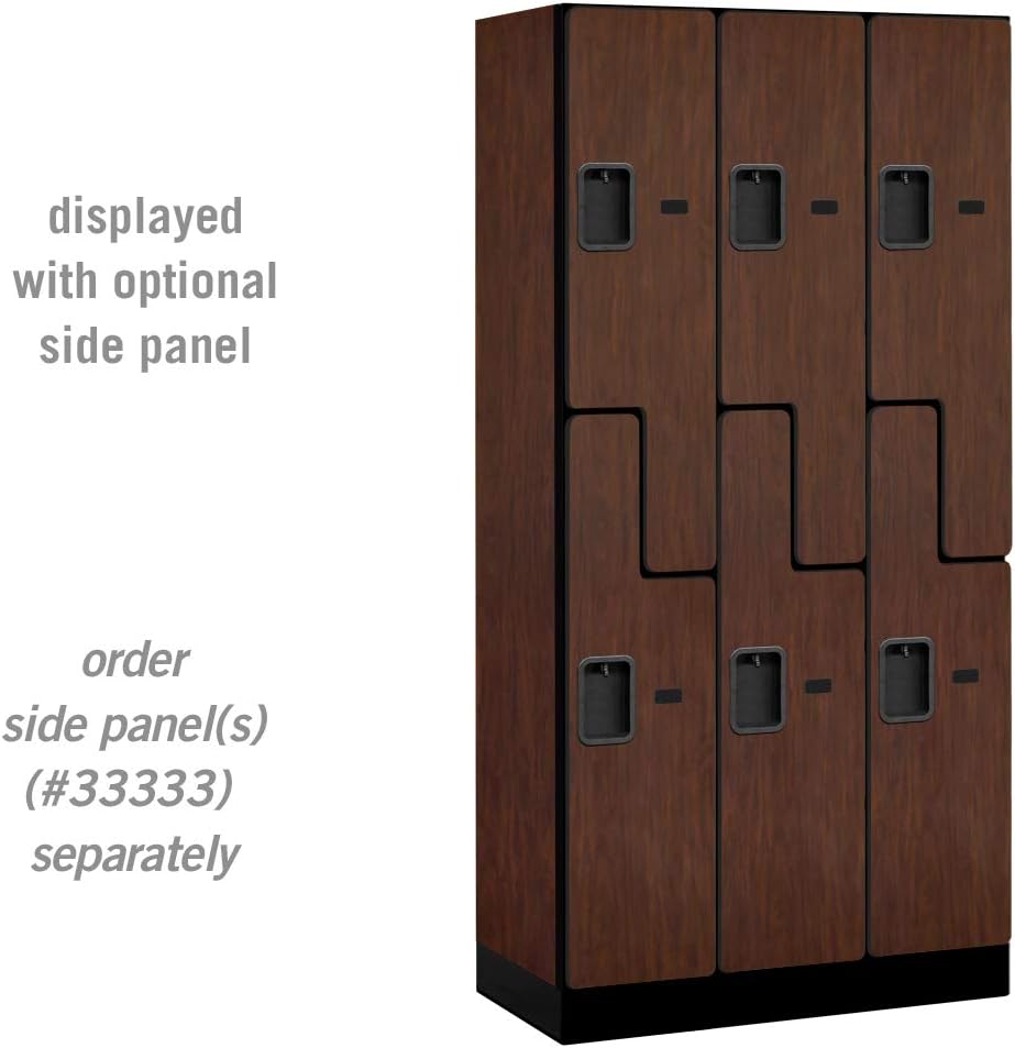 Salsbury Industries 2-Tier S-Style Designer Wood Locker with Three Wide Storage Units, 6-Feet High by 18-Inch Deep, Mahogany