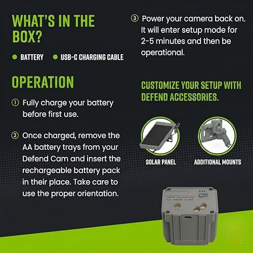 TACTACAM Defend Rechargeable Battery for Security Camera | Reusable power source, enables off-grid deployment anywhere