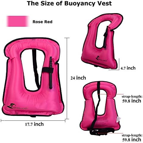 OMOUBOI Snorkel Vest for Adults Swim Vests Inflatable Snorkeling Jackets for Diving, Snorkeling, Swimming Safety (Suitable for 100-220 lbs)