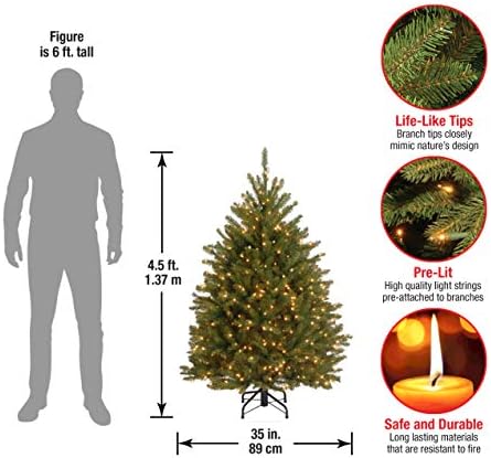 National Tree Company 7ft Pre-Lit Dunhill Fir Artificial Christmas Tree | 700 Clear Lights, 2,144 Tips, Includes Stand, Green