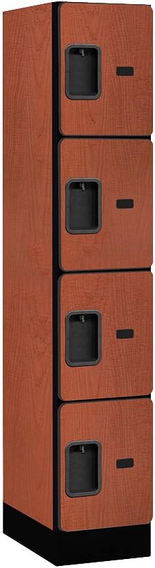 Salsbury Industries Four Tier Designer Wood Locker, Mahogany, 6' 3" x 18"
