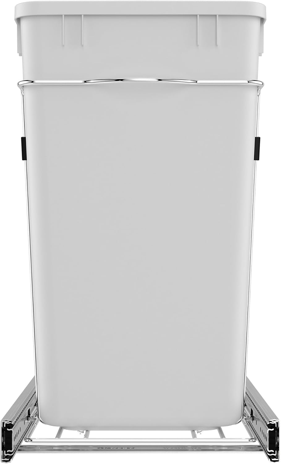 Rev-A-Shelf Double 27 Qt Pullout Trash Can for Base Kitchen Cabinets, Garbage Waste Bin System with Full Extension Slides, Min Opening Width of 11.5", Metallic Silver, RV-15KD-17C S