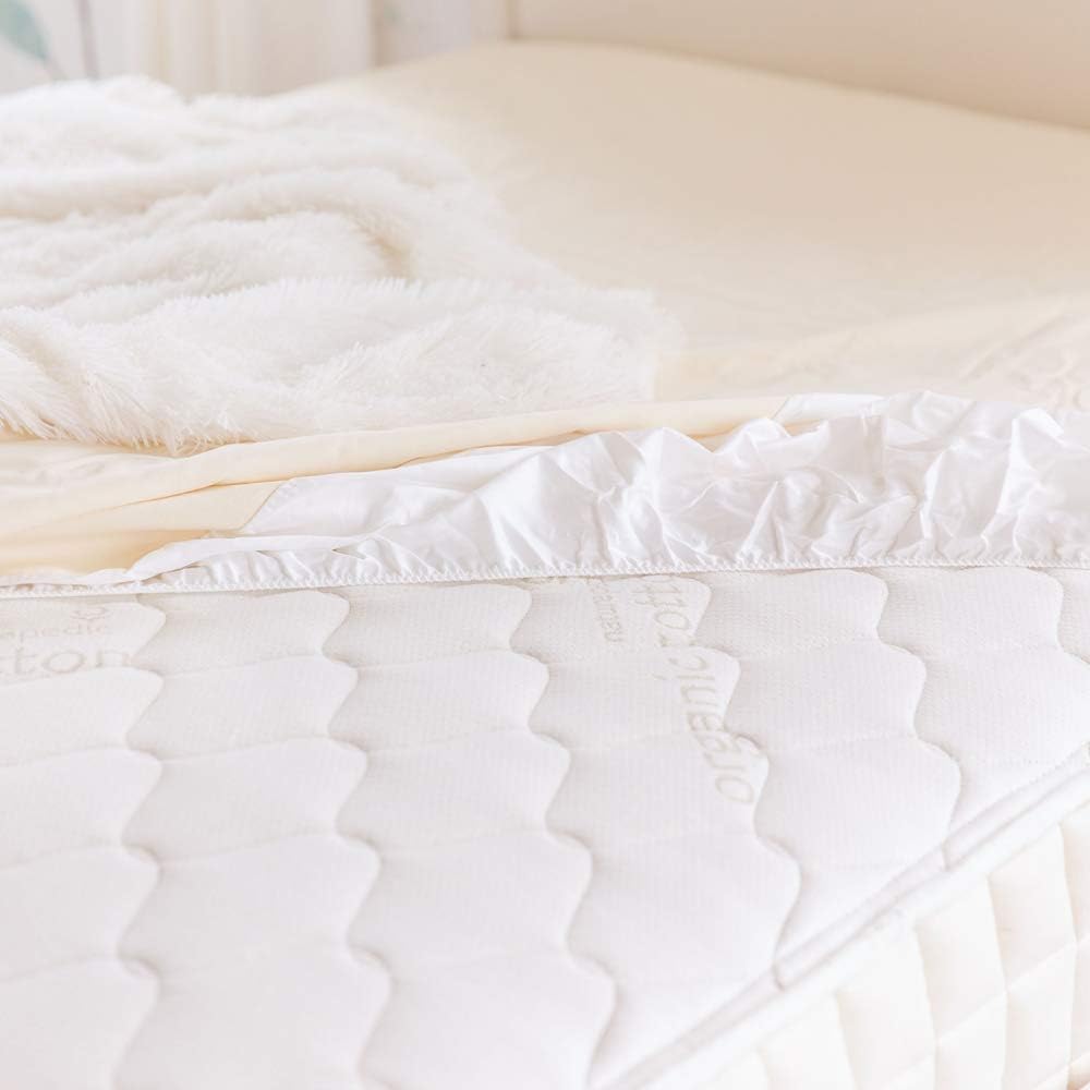 Naturepedic Organic Waterproof Mattress Protector Pad - Washable & Reusable Fitted Stretch Knit Mattress Cover - Highly Absorbent Bed Incontinence Pads - Breathable Cotton Protector for Full, 9"-16"